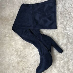 Navy over the knee boots